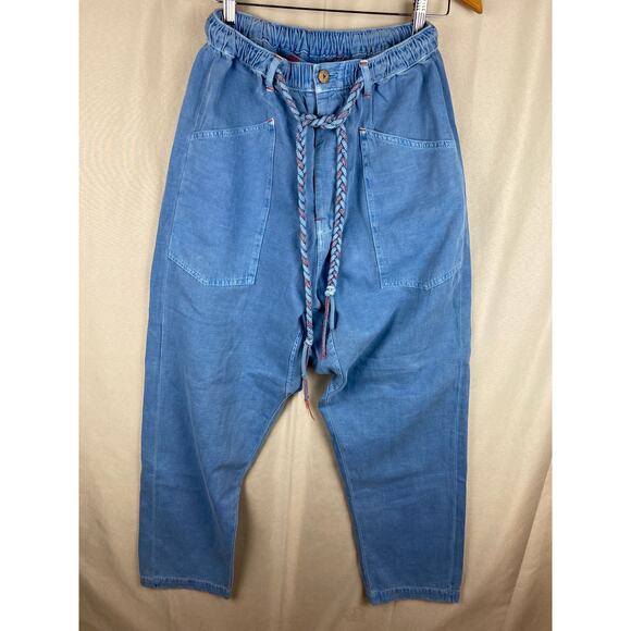 Dr Collectors Teddy Forever Pants Sz Large Blue Linen/Cotton Harem Slouchy - Picture 1 of 10